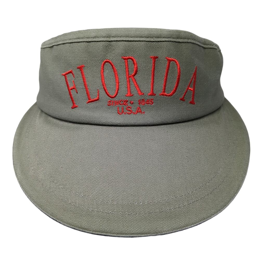 Florida USA Strapback Visor Hat Green One Size Embroidered Strand